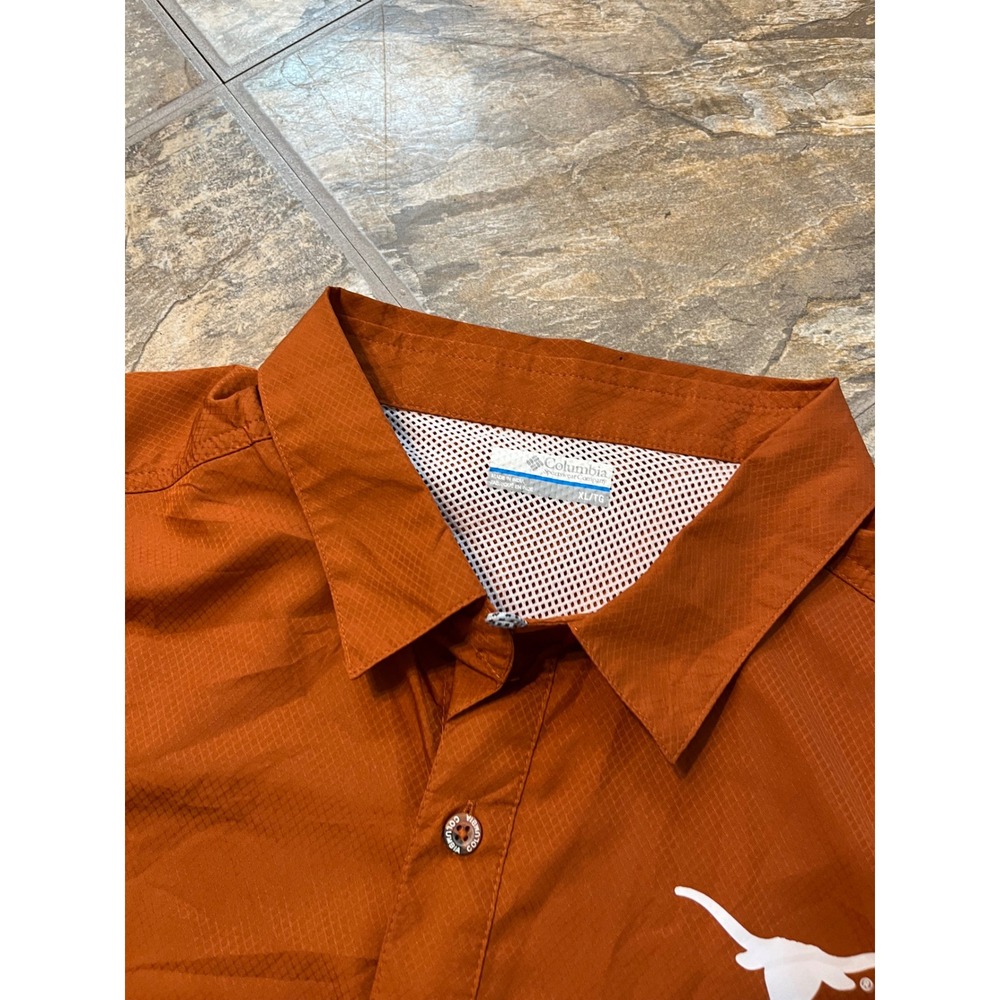 Columbia PFG Shirt Men XL Orange Texas Longhorns Fishing Short Sleeve - Picture 4 of 7